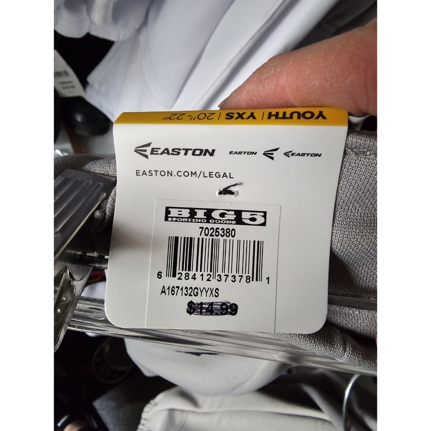 Easton Youth Pro Pull-Up Baseball Pants- Grey- Youth XS