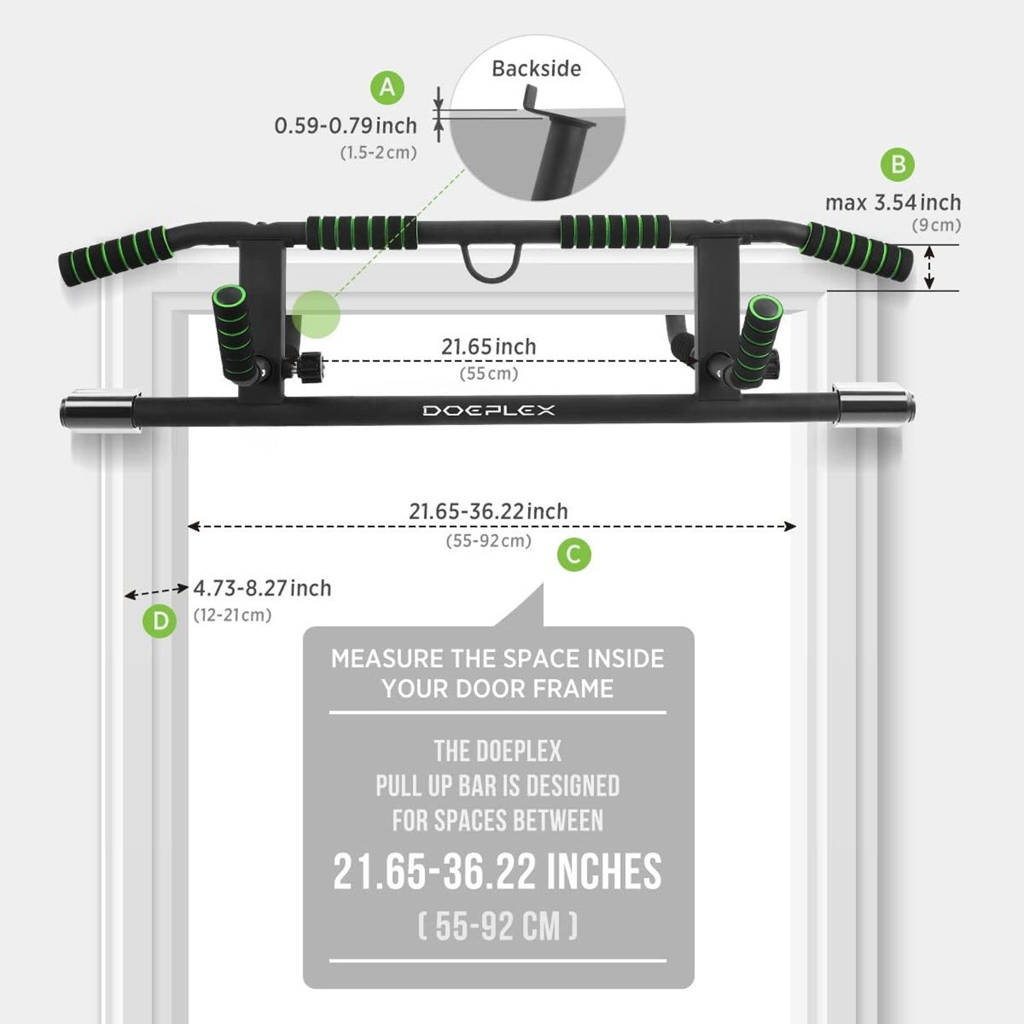 Doeplex Multi-Grip Pull-Up Bar with Smart Hook Technology