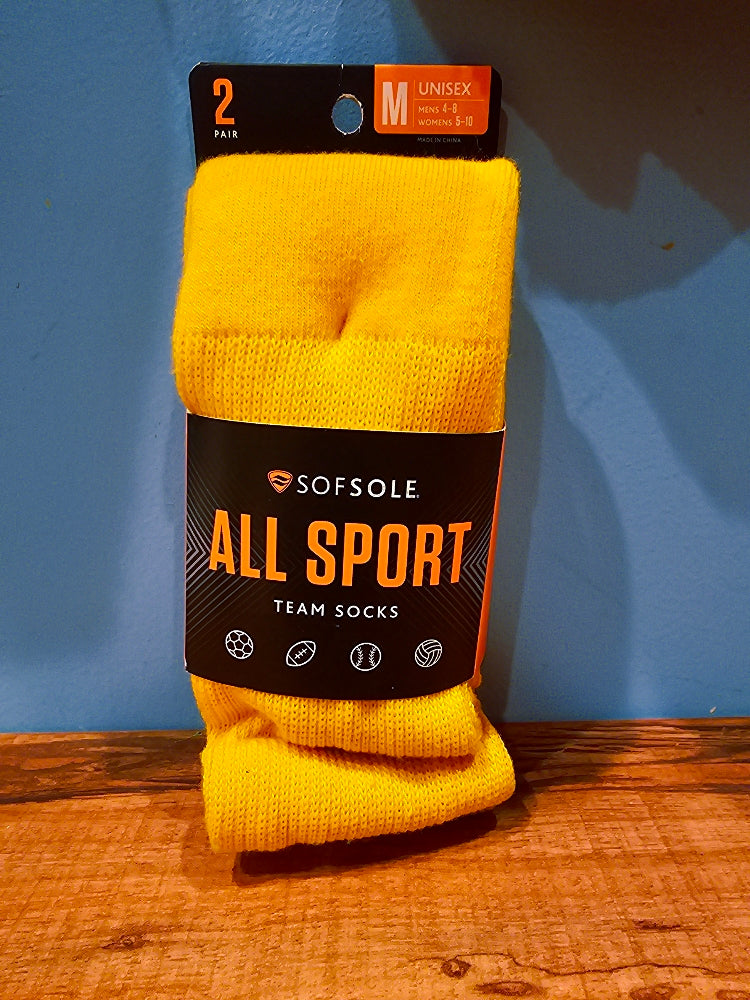 Sof Sole All-Sport Adult Team Socks - 2 Pack, Gold, Medium