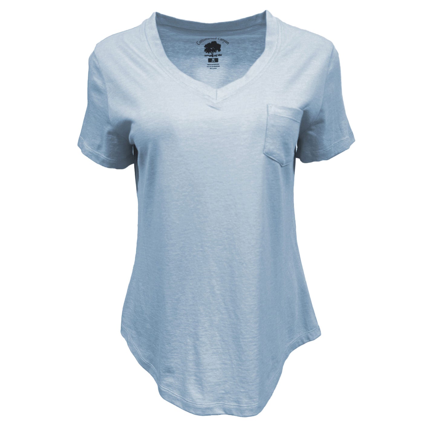 Cottonwood Canyon Women's Cotton V-Neck Pocket T-Shirt - Light Blue, Size Medium