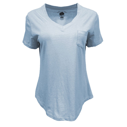 Cottonwood Canyon Women's Cotton V-Neck Pocket T-Shirt - Light Blue, Size Medium