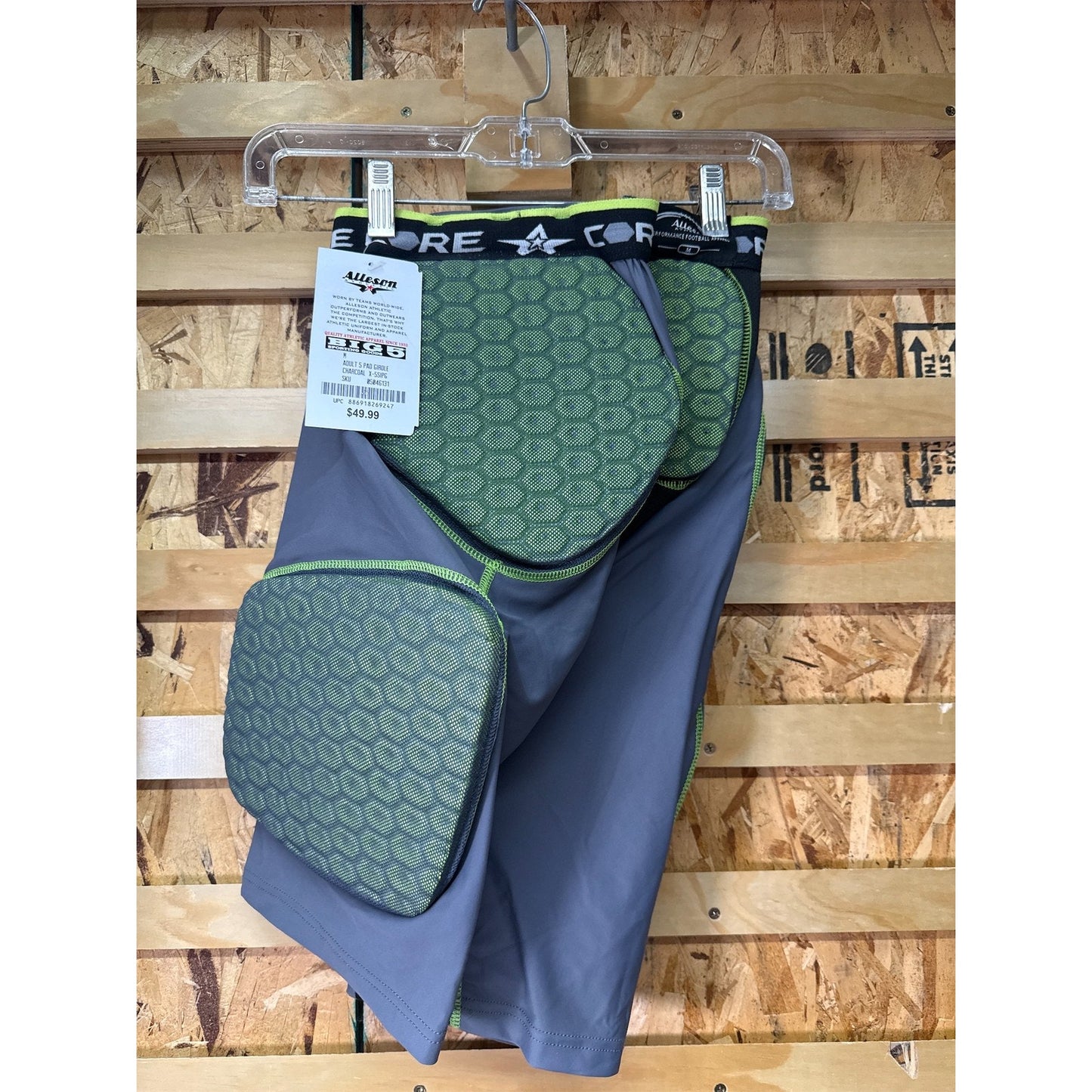 Alleson Adult's Integrated 5 Pad Football Girdle - Medium, Charcoal Combo, M