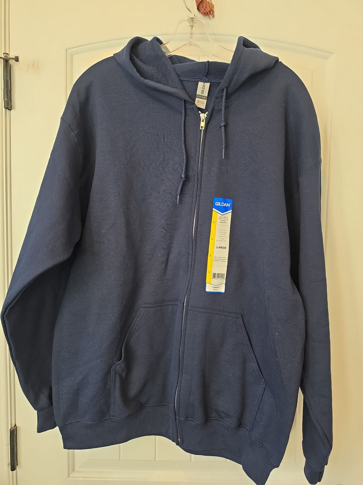 Gildan Men's Navy Full-Zip Hoodie Sweatshirt, Medium