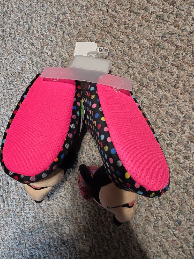 Disney Girl's Minnie Mouse Slippers, Black,  Size 11/12