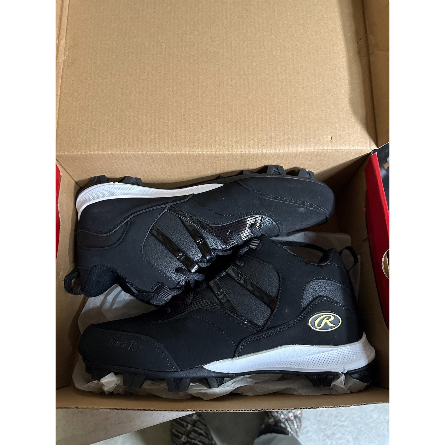 Rawlings Sideline Mid Men's Baseball Cleats- Black & Gold, Size 8.5