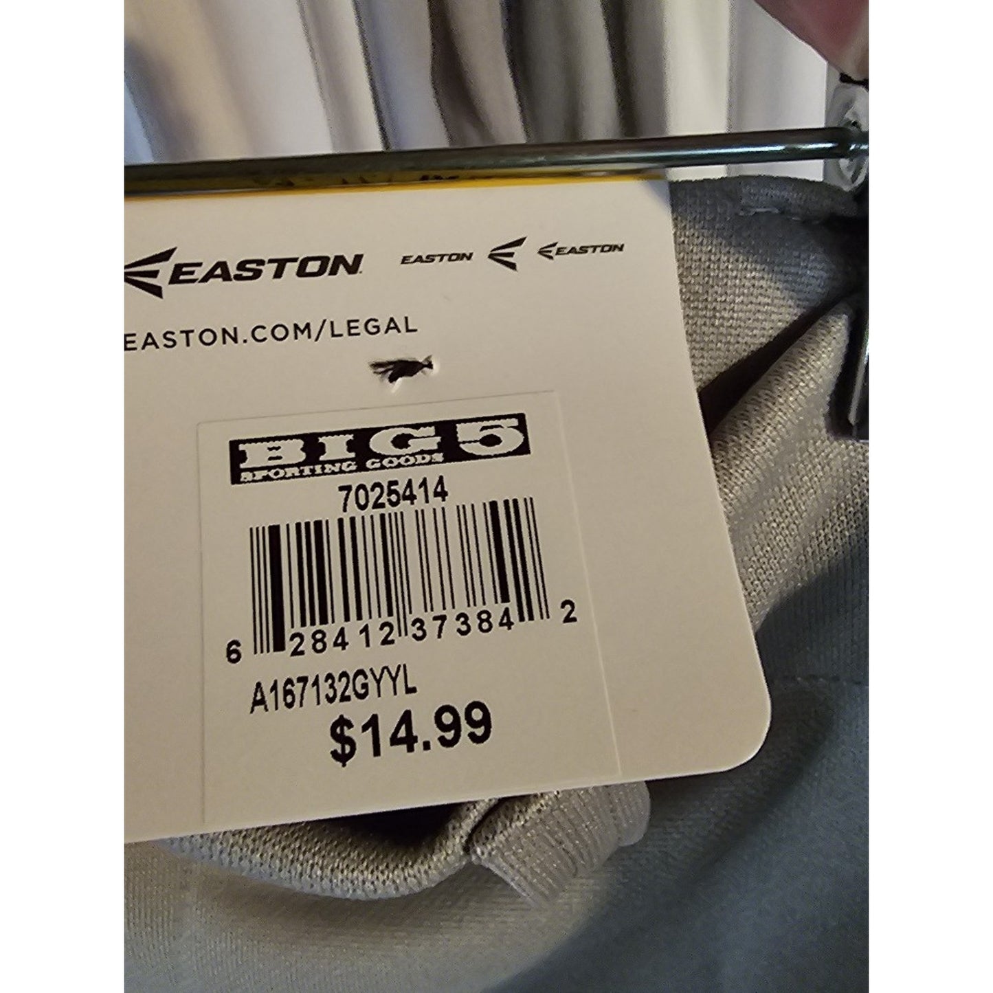 Easton Youth Pro Pull-Up Baseball Pants- Grey Youth L