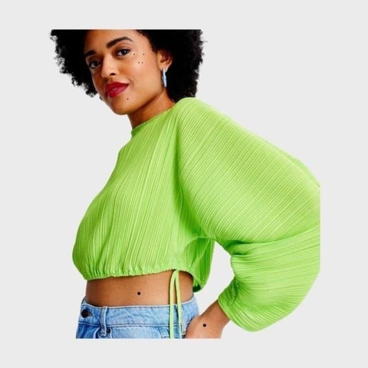 Future Collective Lime Green Long Sleeved Crop Top S
