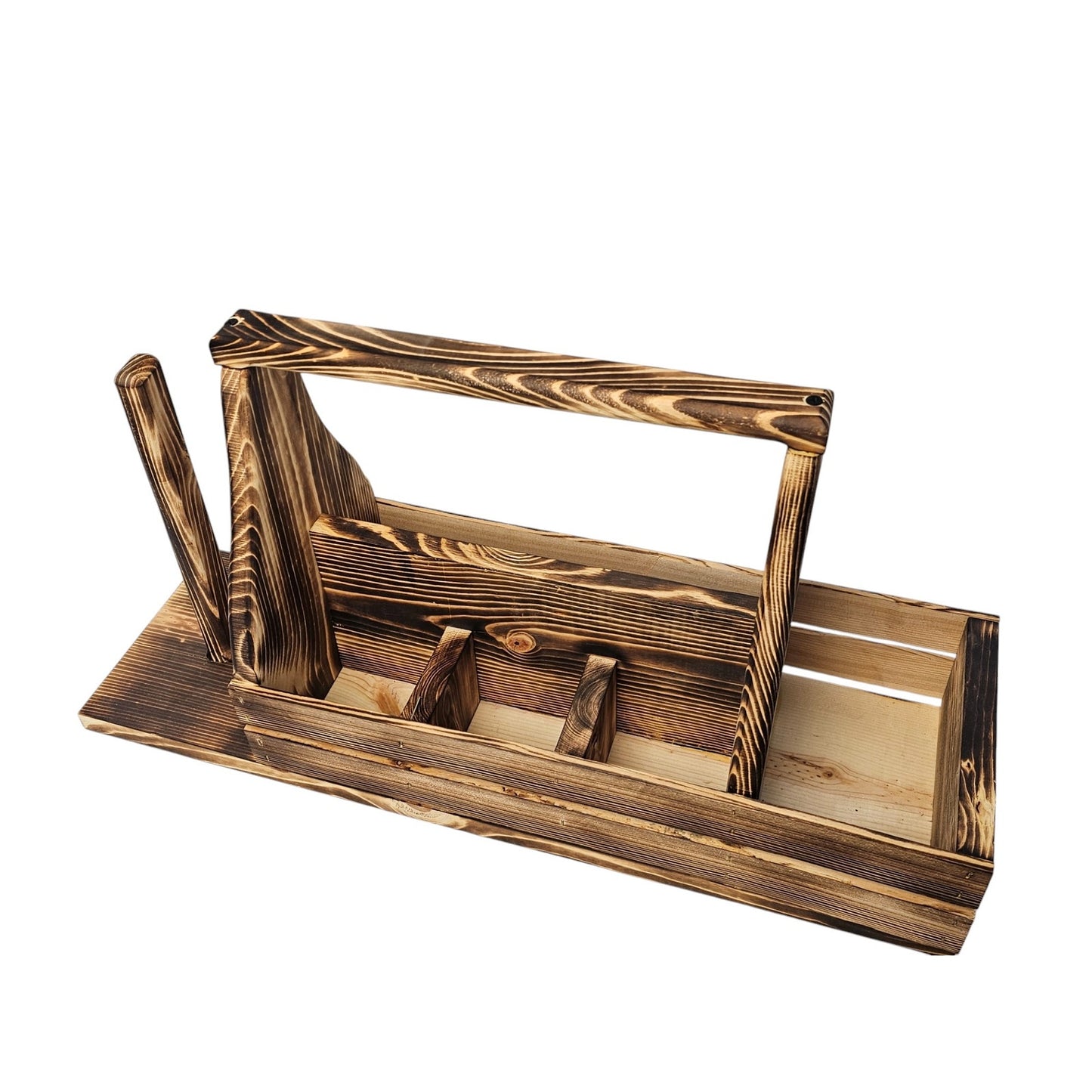 Wooden Picnic BBQ Caddy With Paper Towel Holder