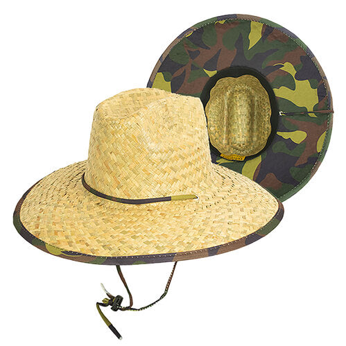 Goldcoast Sunwear Lever 4.5" Brim Straw Lifeguard Hat - Camouflage