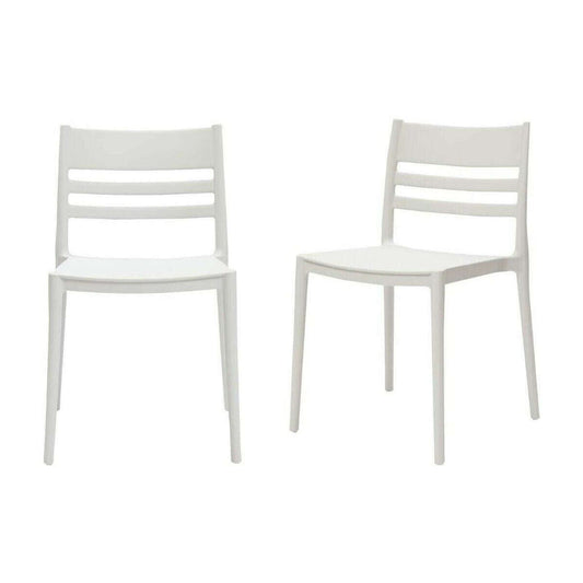 Amazon Basics Armless Slot-Back Dining Chairs, 2-Pack, White, Indoor/Outdoor