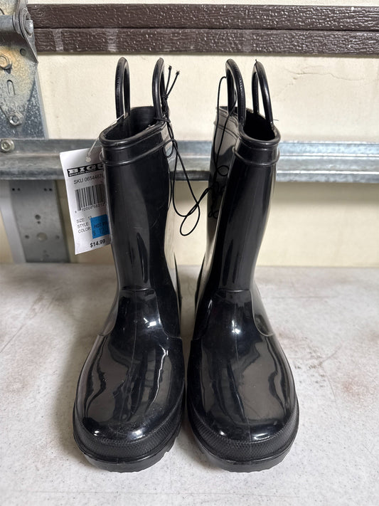 Rugged Exposure Girls' Black Rubber Rain Boots - Size 13