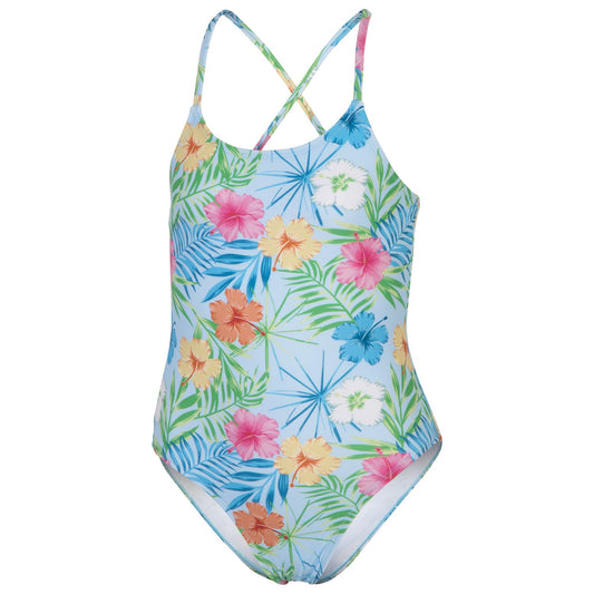 Laguna Girls' Hibiscus Plunge One-Piece Swimsuit, Size M (10/12)