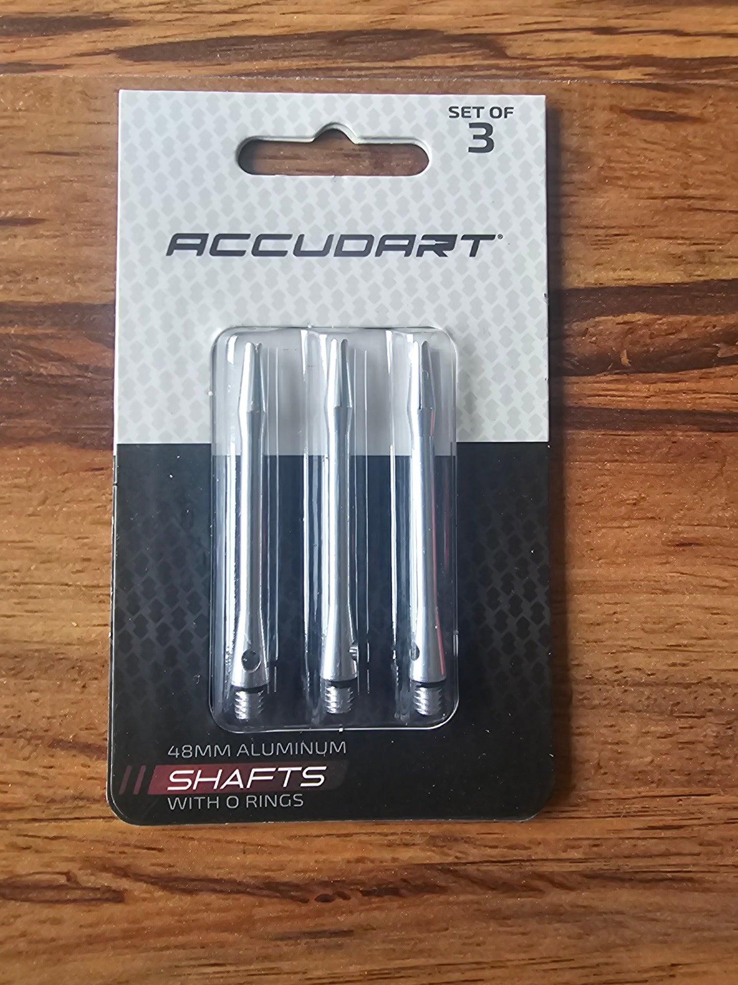 Accudart 48mm Aluminum Dart Shafts with O-Rings - Silver, Set of 3