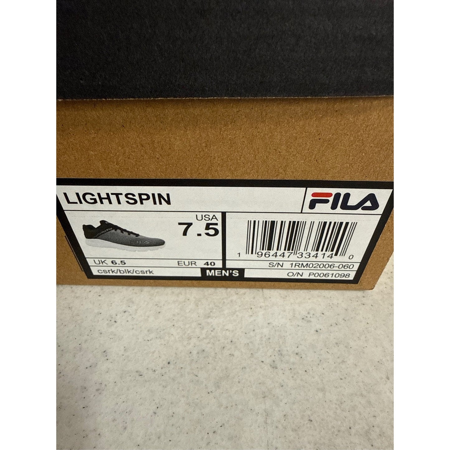 Fila Lightspin Men's Running Shoes - Castlerock Black Size 7.5