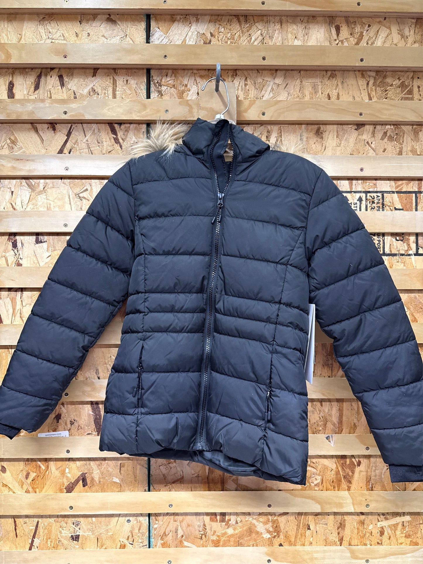 Pulse Girls' Luna Quilted Hooded Puffer Jacket - Black, Size 7/8