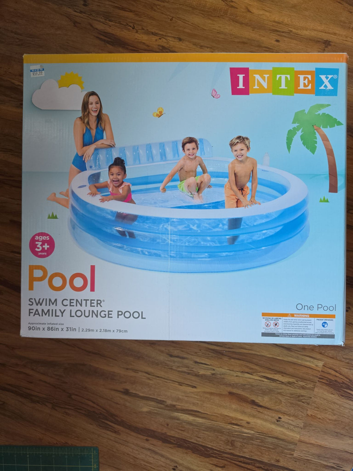 Intex Swim Center Inflatable Family Lounge Pool, 90 x 86 x 31 in