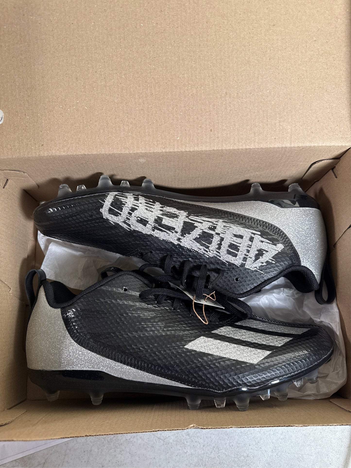 Adidas Men's Adizero Spark Football Cleats - Black/Night Metallic, Size 10