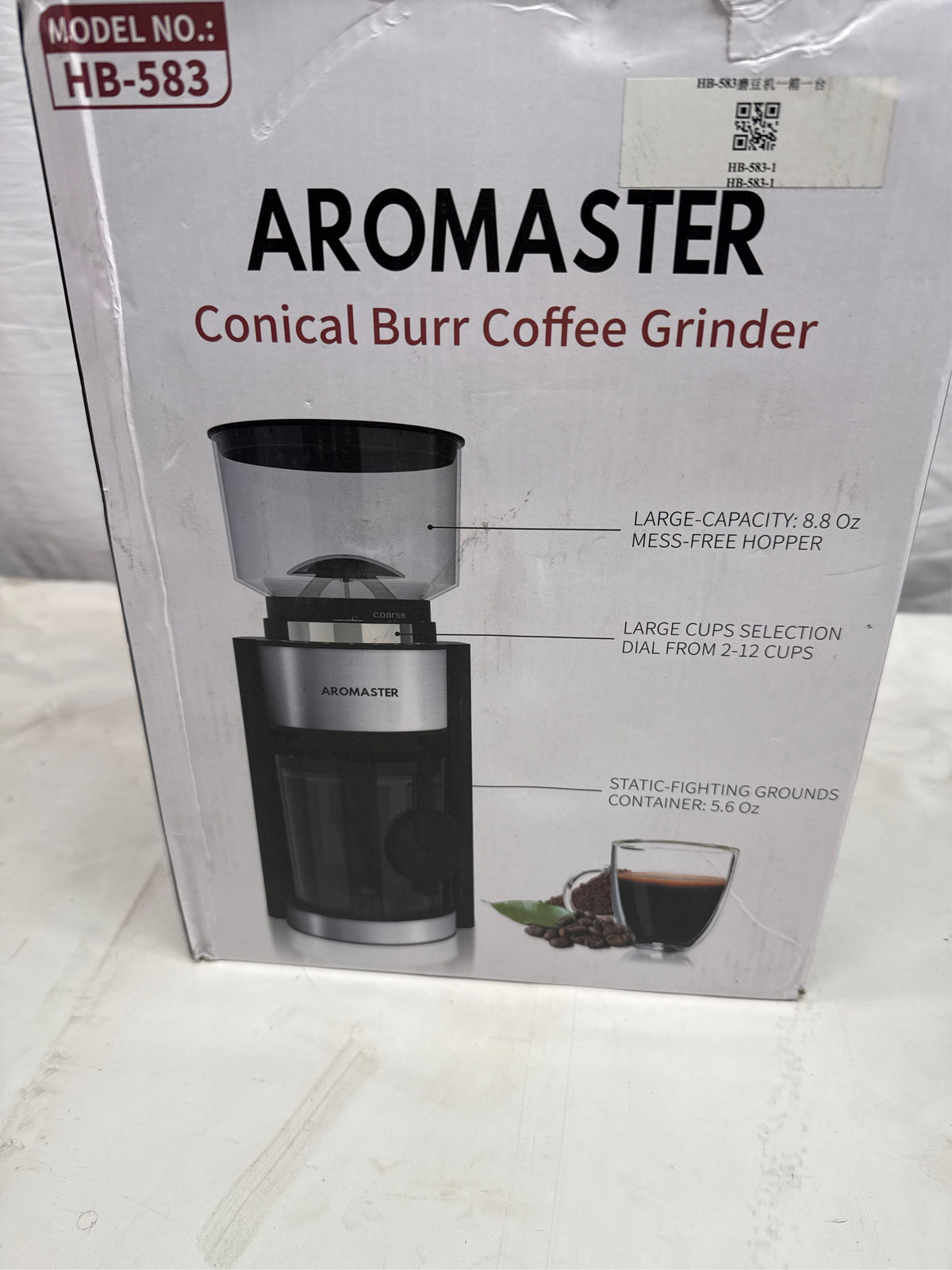 Aromaster Burr Coffee Grinder with 25 Grind Settings, Black