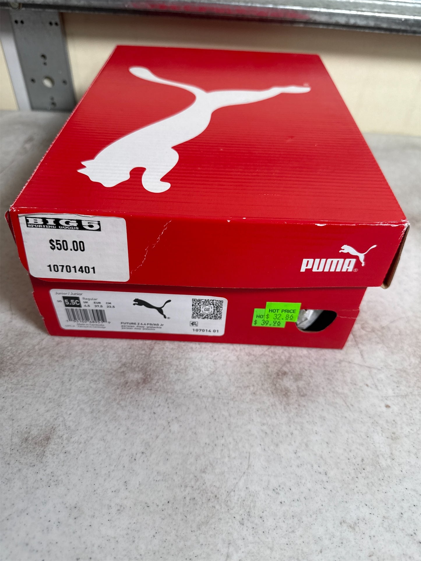 Puma Future Z 4.4 FG/AG Junior Soccer Cleats - Navy/Yellow, Size 5.5
