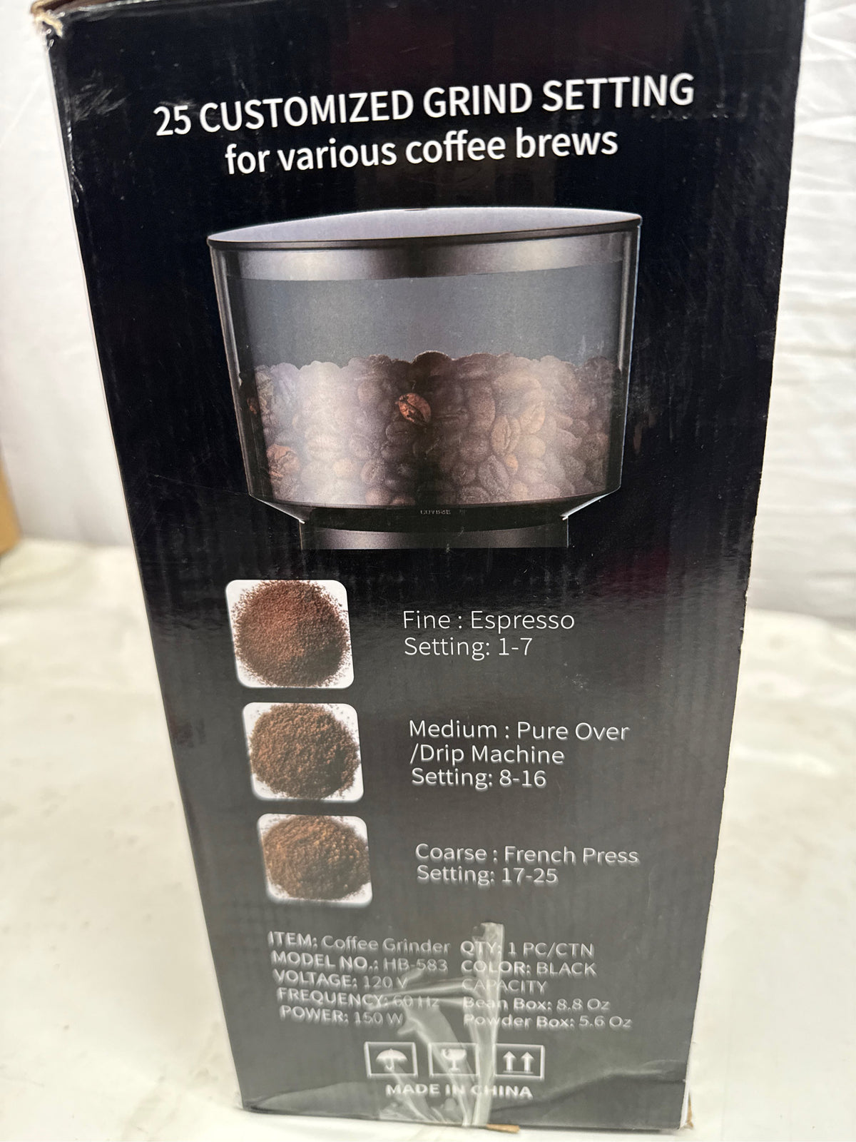 Aromaster Burr Coffee Grinder with 25 Grind Settings, Black