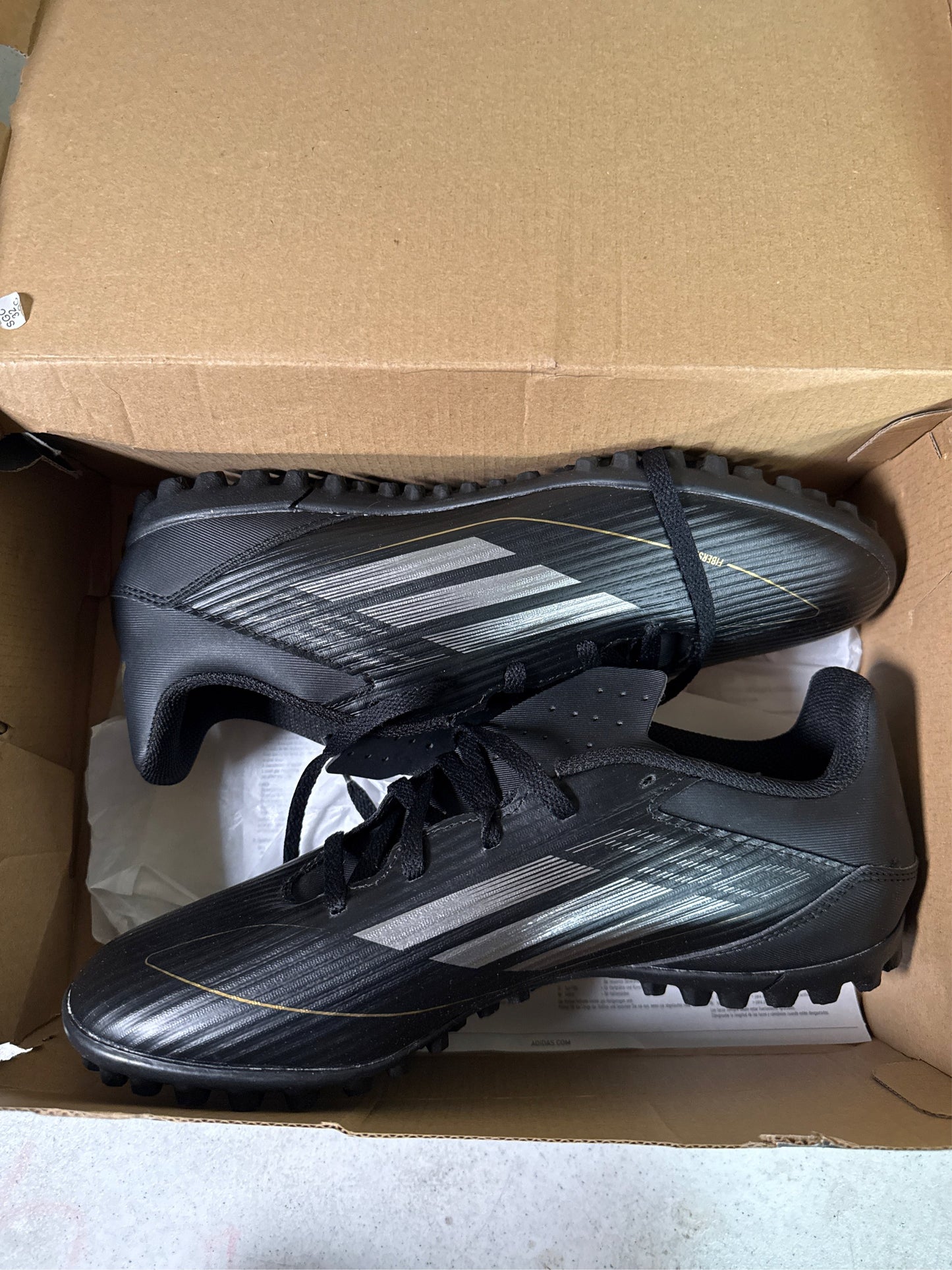 Adidas F50 League Turf Soccer Shoes - Black/Gold - Unisex 8M/9W