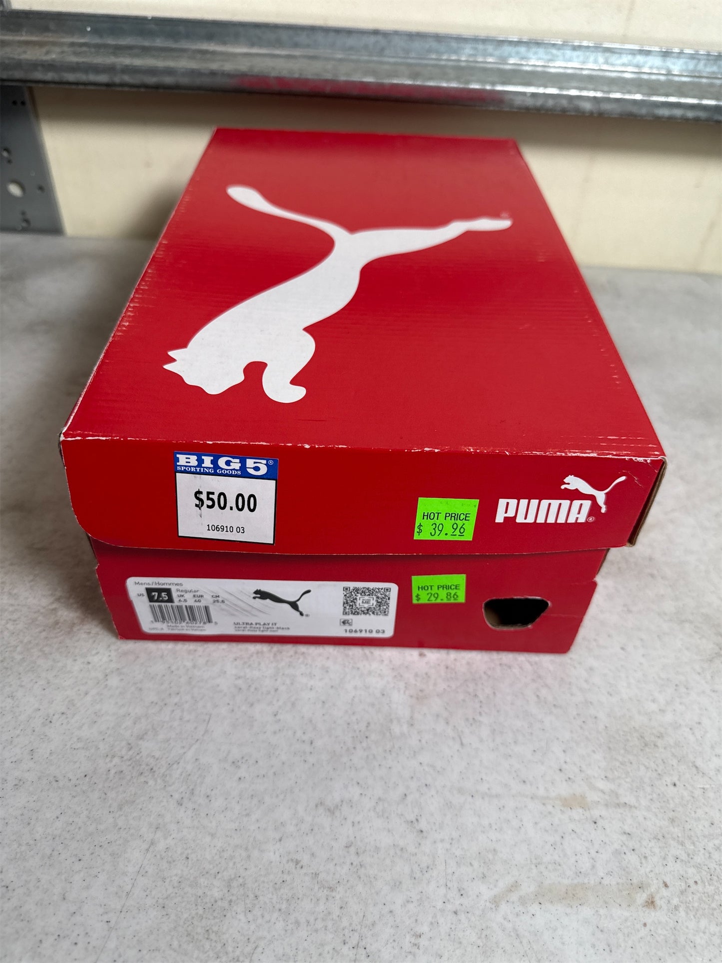 Puma Men's Ultra Play IT Indoor Soccer Shoes - Coral/Fizzy/Black, US 7.5