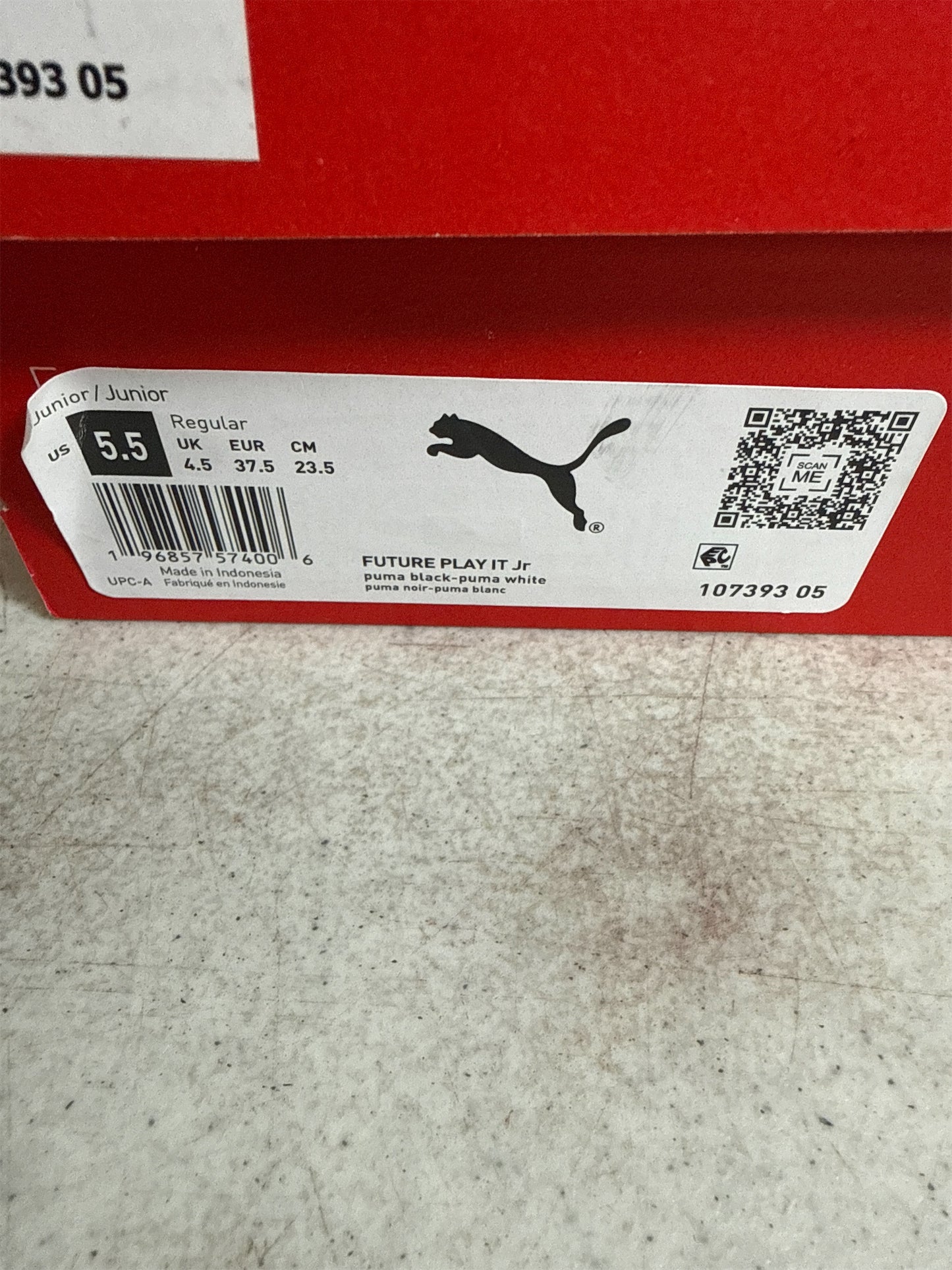 Puma Future Play IT Junior Soccer Shoes - Black/White, Youth Size 5.5