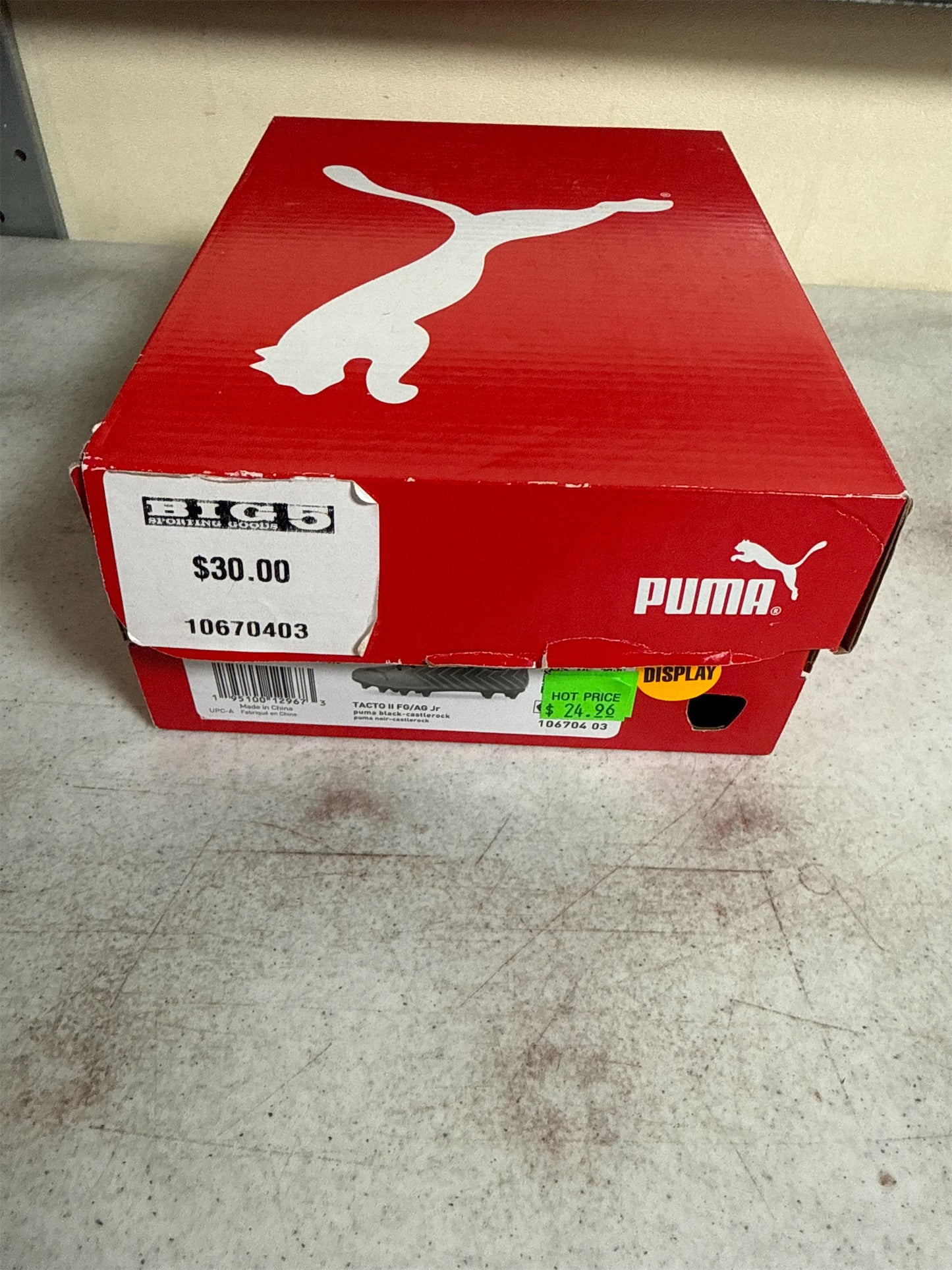Puma Tacto 2 FG/AG Junior Soccer Cleats - Black/Castlerock, Size 9