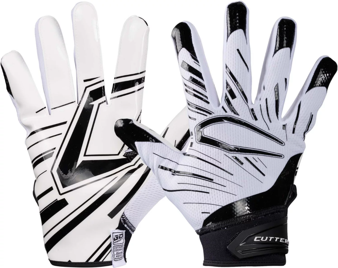 Cutters Game Day Pro Youth Receiver Football Gloves - White, Medium