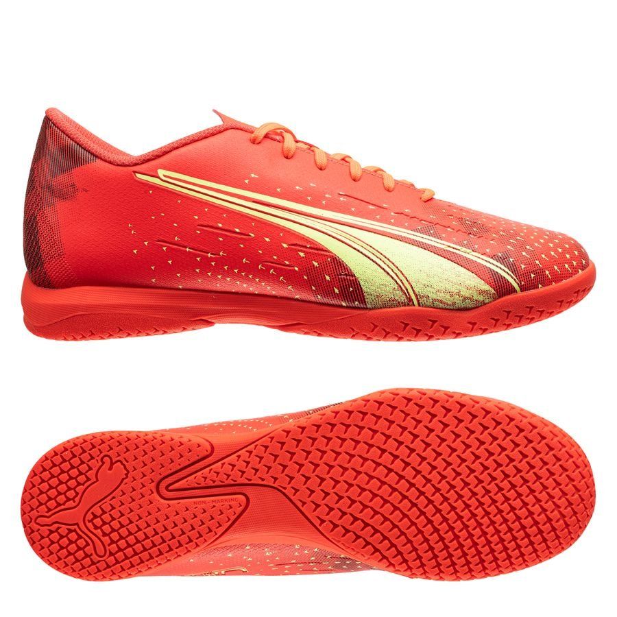 Puma Men's Ultra Play IT Indoor Soccer Shoes - Coral/Fizzy/Black, US 7.5