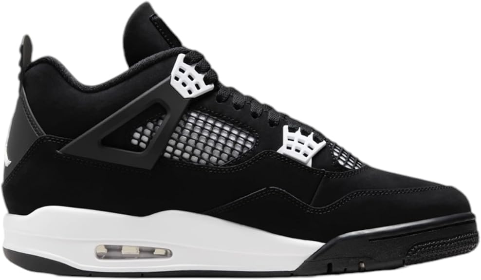 Nike Men's Air Jordan 4 Retro Sneakers - Black/White - Size 10.5