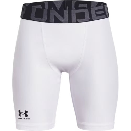 Under Armour Kids' HeatGear Armour Compression Base-Layer Shorts - White/Black, Size Medium