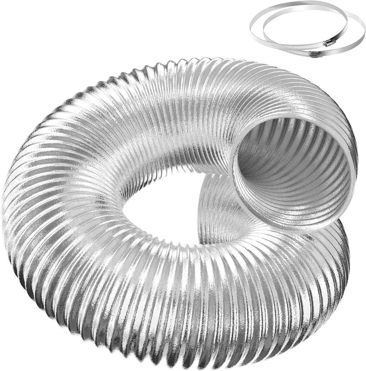 InfiniPower 14-Inch Flexible Aluminum Ducting with Clamps - Silver