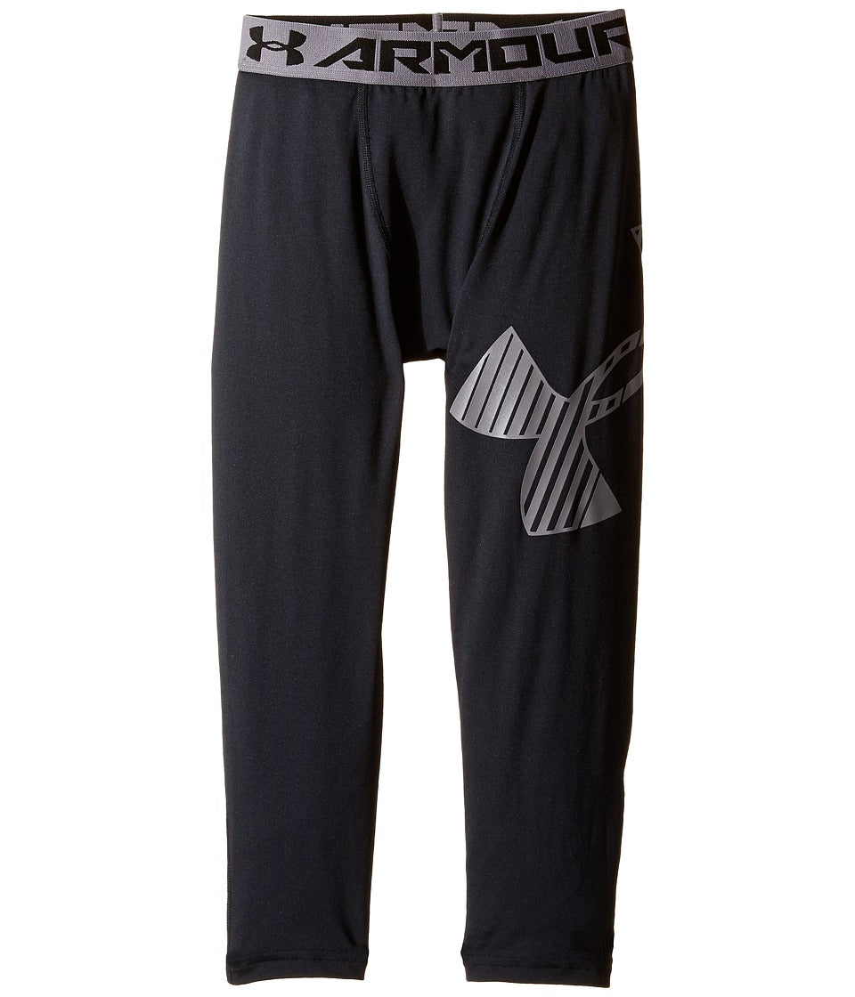 Under Armour Boys' 3/4 Length HeatGear Logo Leggings - Black, XL