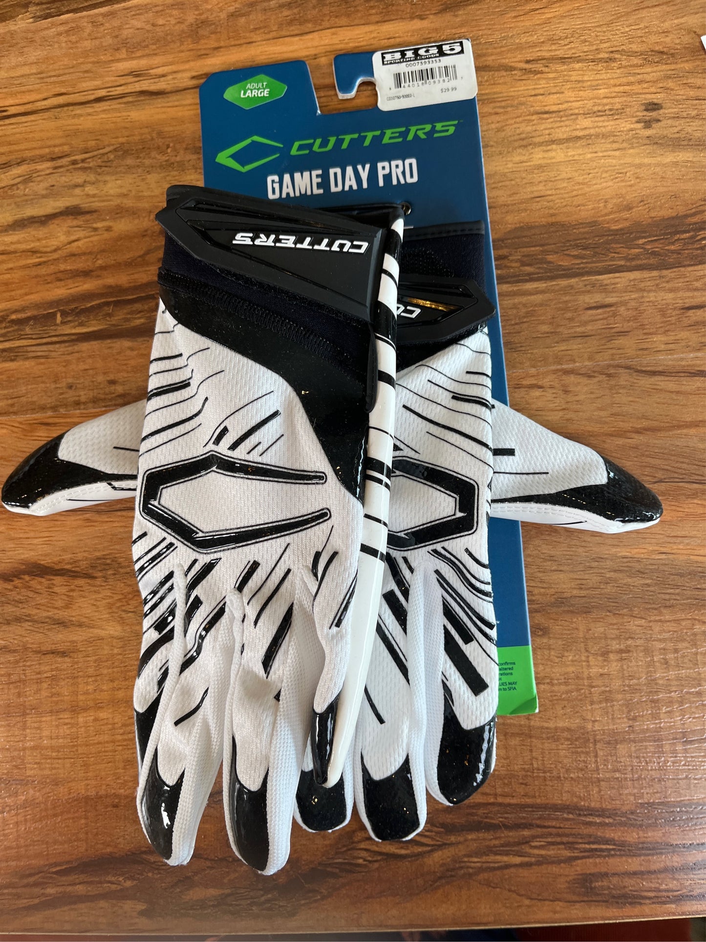 Cutters Men's Game Day Pro Football Receiver Gloves - White, Size L