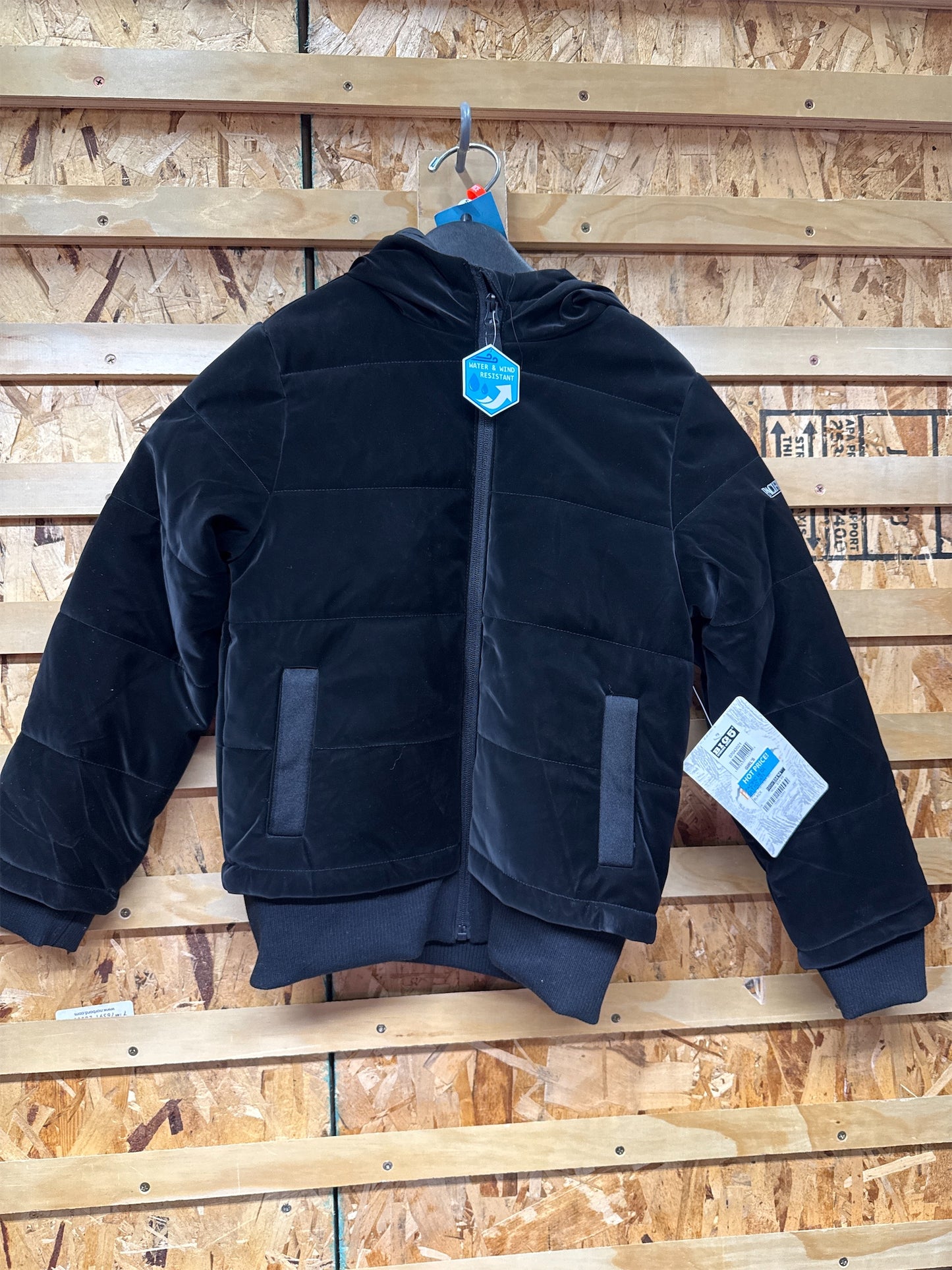 Pacific Trail Girls' Hooded Water & Wind Resistant Jacket - Black, Size 7/8