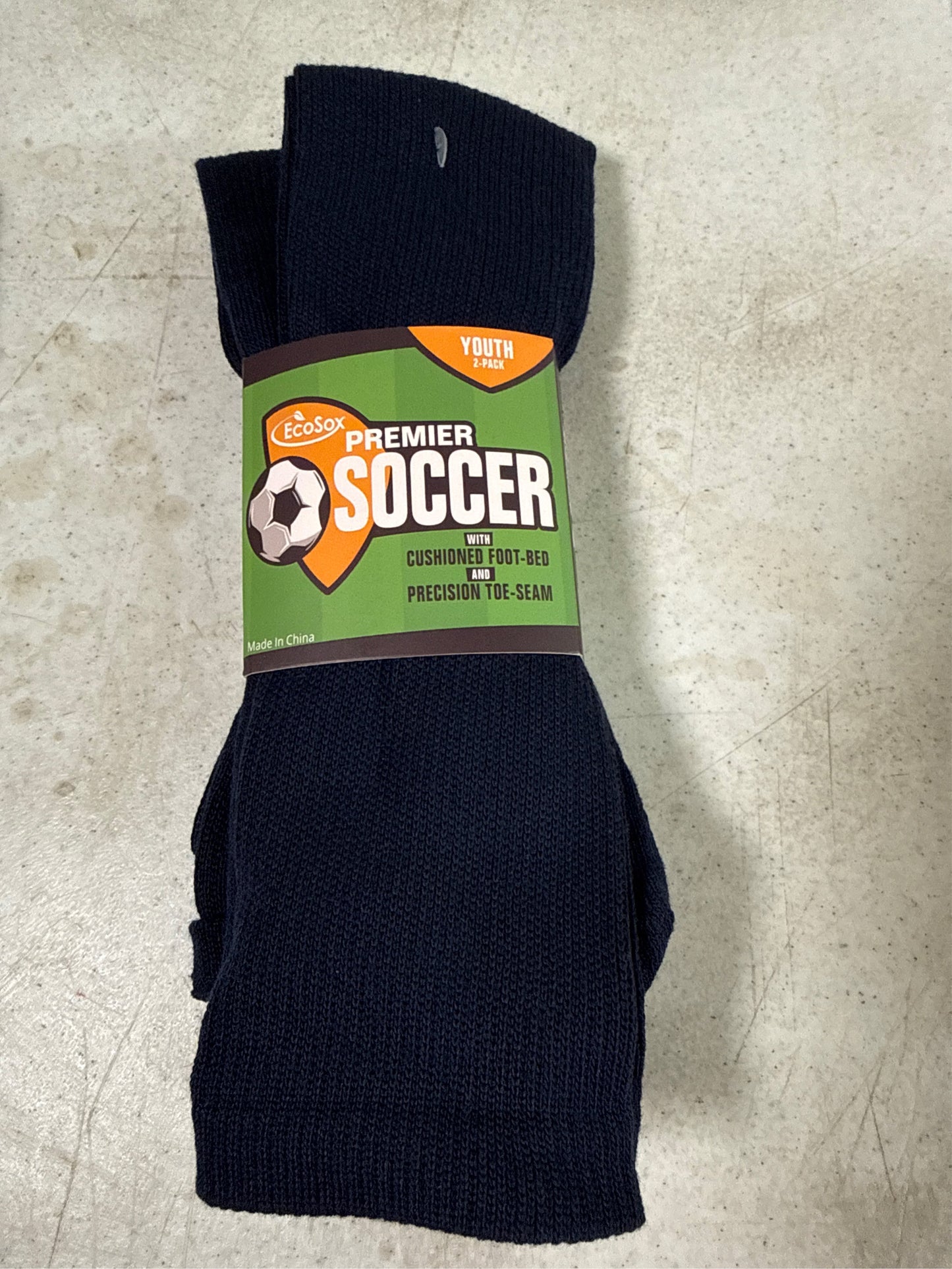 EcoSox Youth Premier Over-the-Calf Soccer Socks - 2 Pack, Navy Blue, Size 7-9