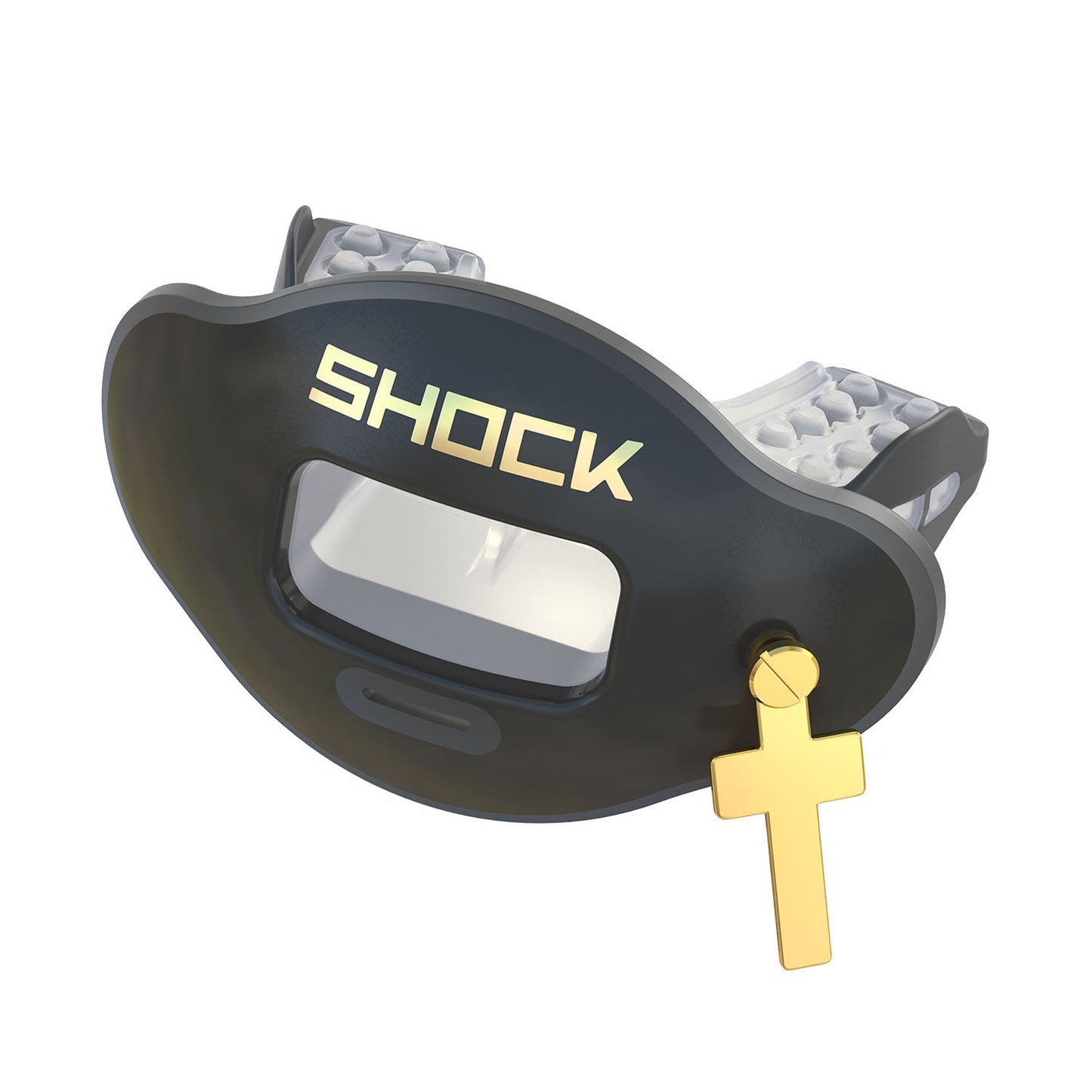 Shock Doctor 3D Gold Cross Max Airflow Mouthguard - Black/Gold, One Size