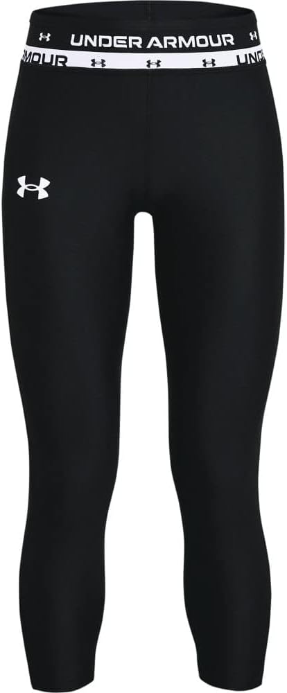 Under Armour Girls' HeatGear Armour Ankle Crop Leggings - Black, XL