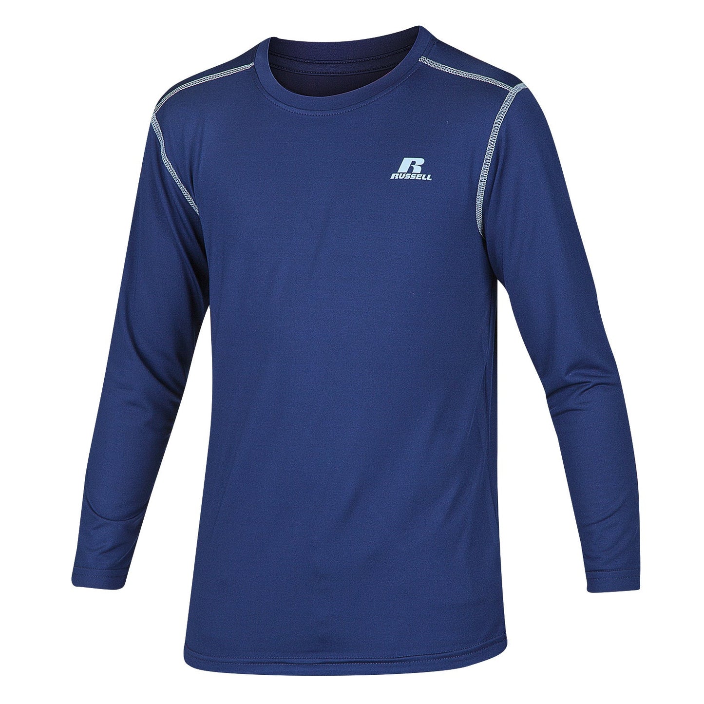 Russell Athletic Boys' Long-Sleeve Fitted Activewear Crew Shirt - Navy, Size L