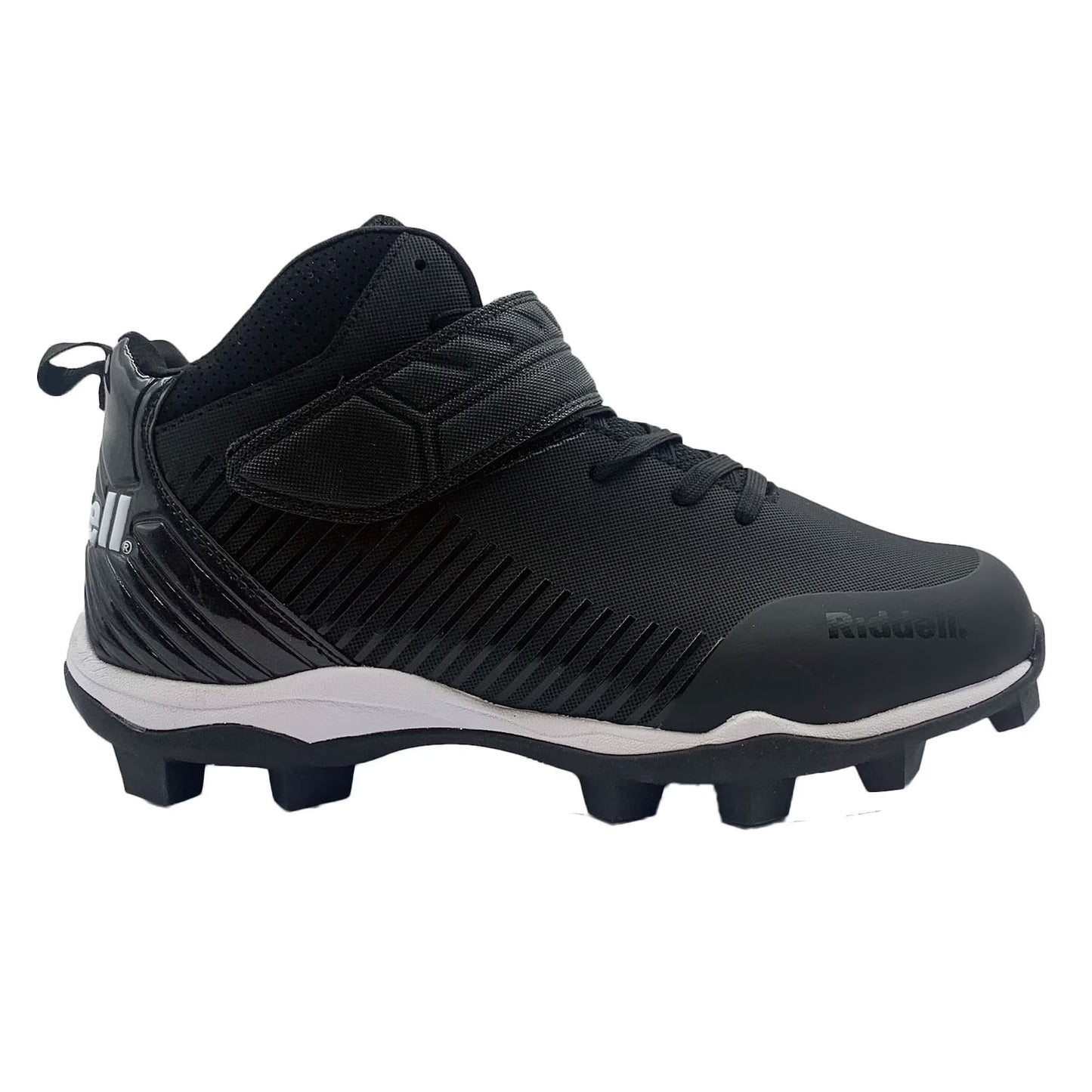 Riddell Men's Heater Mid Strap Baseball Cleats - Black/White, Size 7