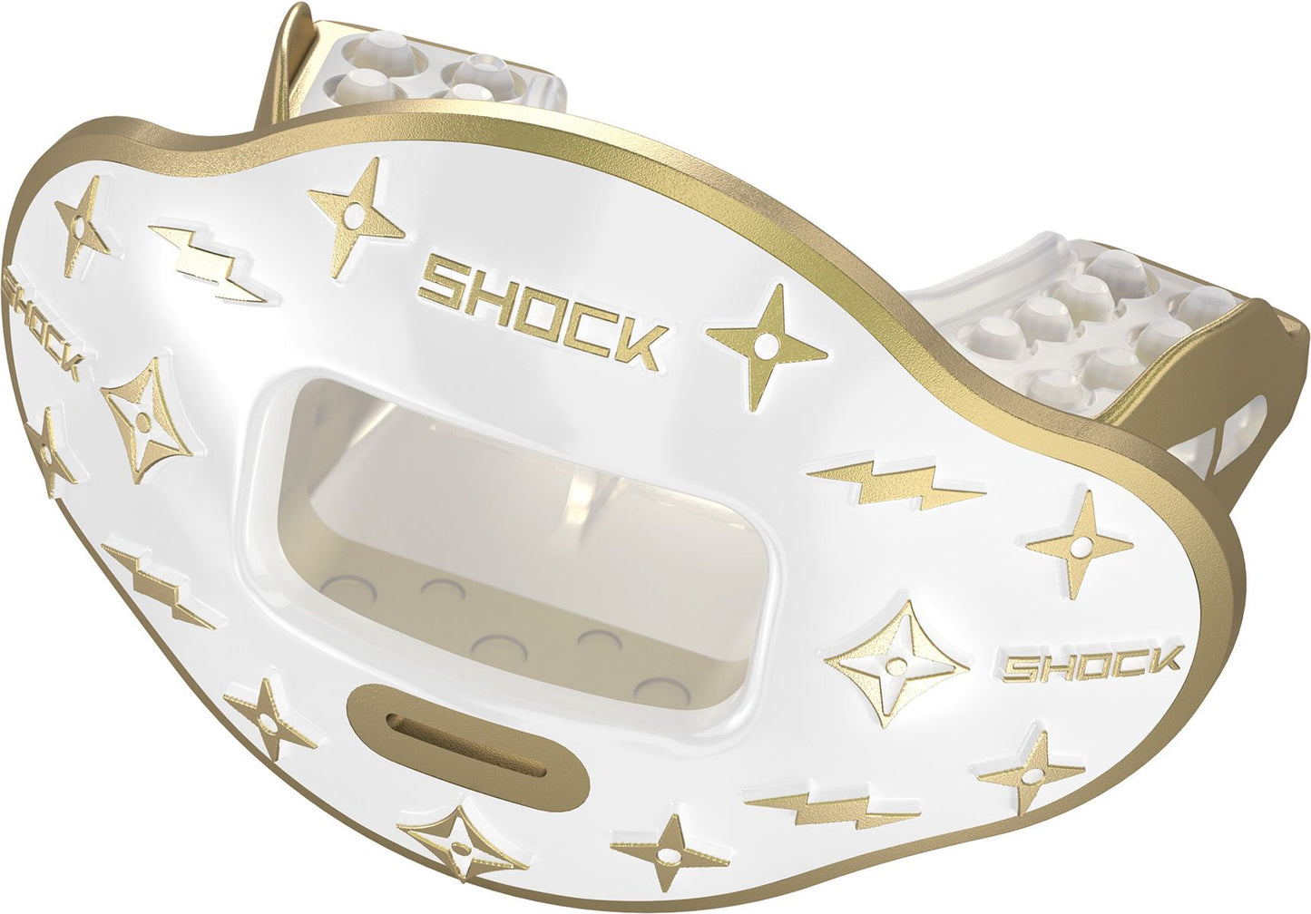 Shock Doctor Max Airflow Lux Logo Lip Guard - White/Gold, One Size