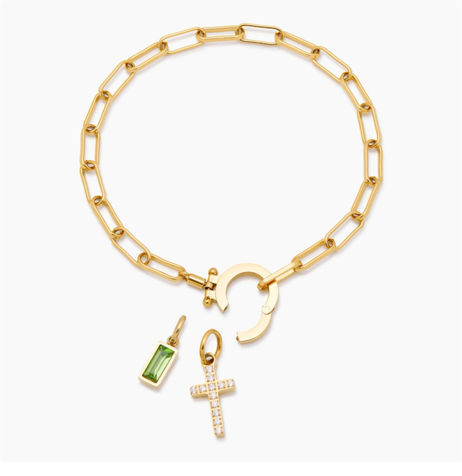 Olivia Jewelry Paperclip November Birthstone Cross Charm Bracelet