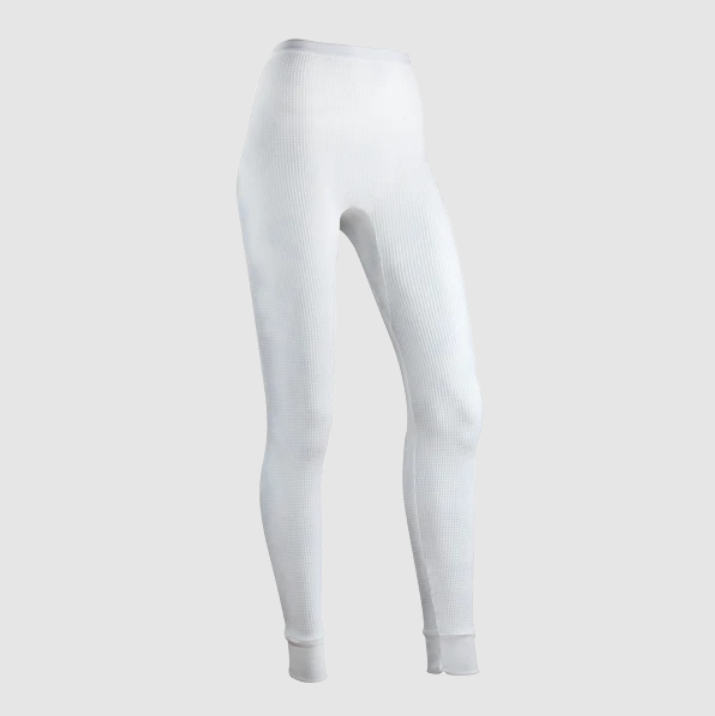 Indera Women's Traditional Warmwear Thermal Underwear Base Layer Bottoms, White, Size Medium