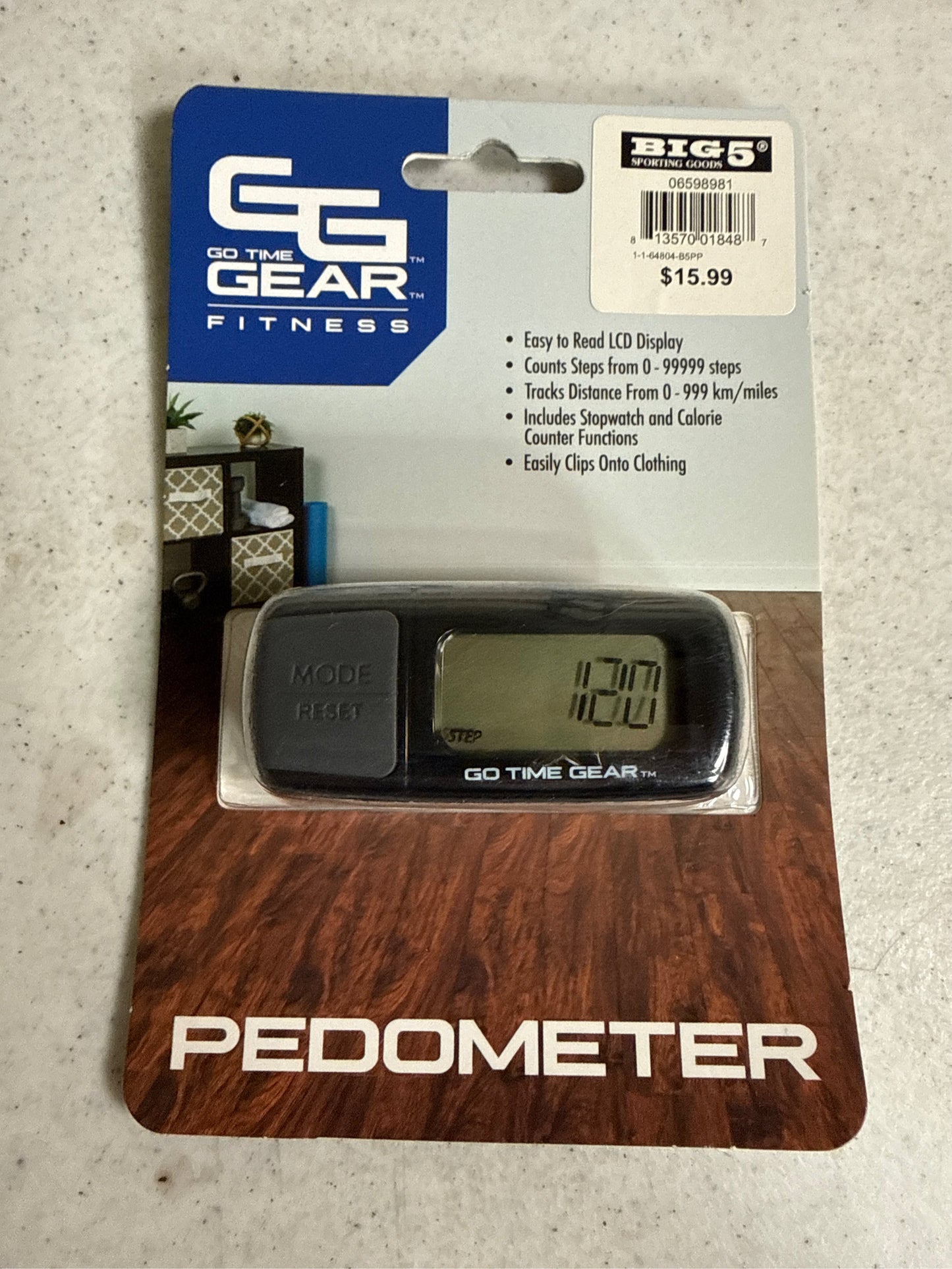 Go Time Gear Multifunctional Fitness Pedometer - Step, Distance, and Calorie Tracker