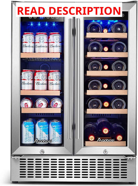 AAOBOSI 30 Inch Dual Zone Wine and Beverage Cooler - Stainless Steel Built-In Fridge