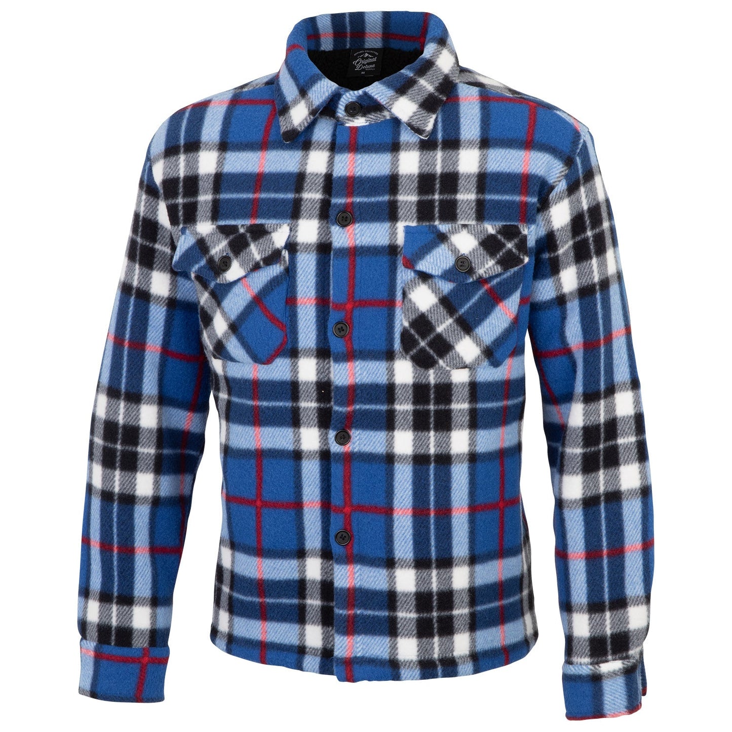 Original Deluxe Boys' Sherpa Lined Plaid Shirt Jacket - Royal Combo, Large