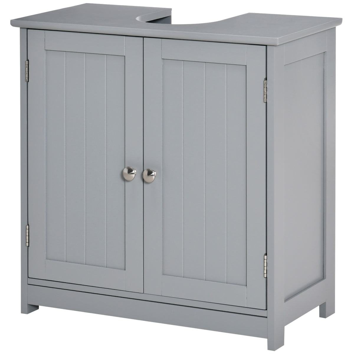 Kleankin Gray Bathroom Vanity Cabinet with U-Shape Cut-Out and Adjustable Shelf