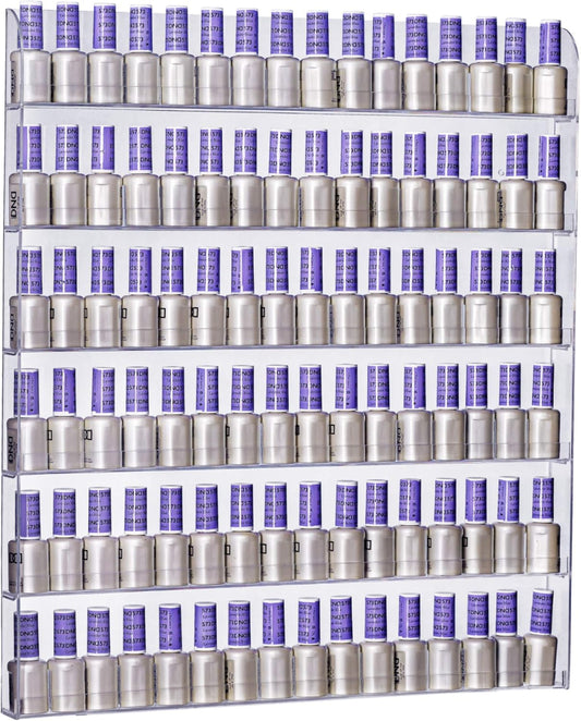 AMT Acrylic Wall-Mounted Nail Polish Display Rack - 96 Bottle Capacity