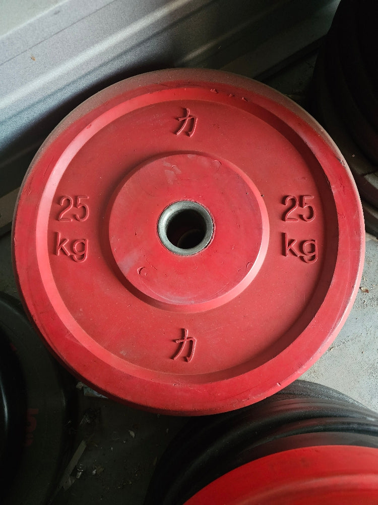 Tufftech 25kg Olympic Bumper Weight Plates - Red, Pair